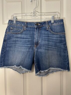 Just Black Distressed Blue Denim Shorts with Frayed Hem